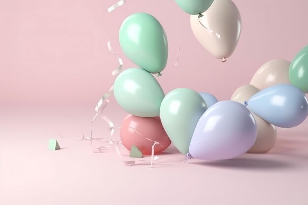 Globos fondo rosa Forma geométrica Generar Ai