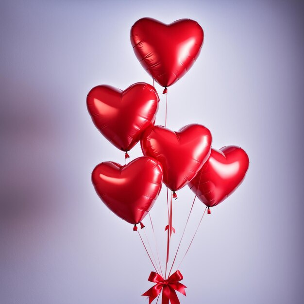 Globos en forma de corazón de color rojo aislados sobre fondo blanco