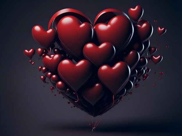 Globos en forma de corazón Fondo de pantalla del día de San Valentín Ai Generado