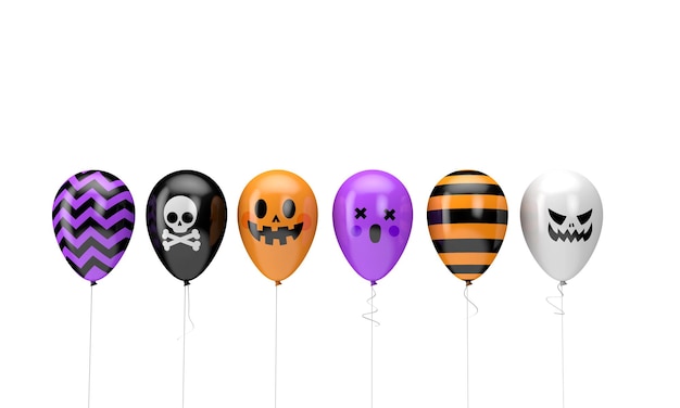 Globos de halloween feliz halloween decoración d render