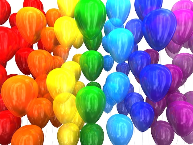 Foto los globos multicolores en 3d