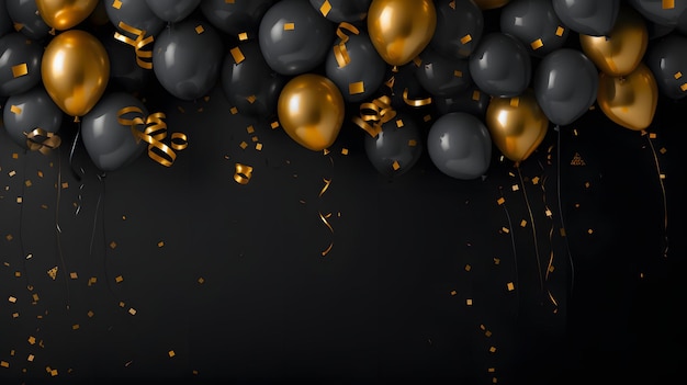 globos negros sobre un fondo oscuro
