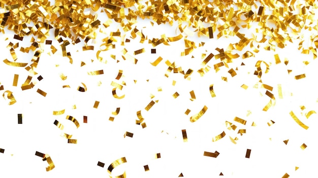 globos con oro Confetti fondo blanco colocado plano
