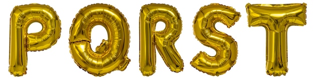 Globos reales en forma de letras pqrst oro metalizado