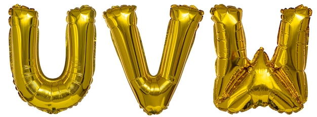 Globos reales en forma de letras uvw oro metalizado