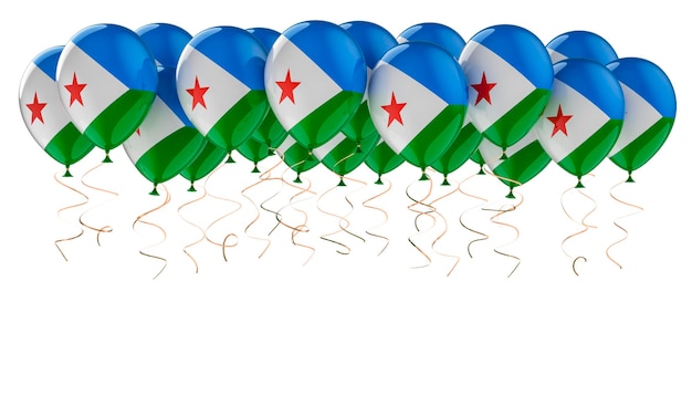Globos con representación 3D de la bandera de Djibouti
