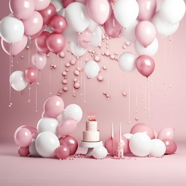 Los globos rosados en 3D