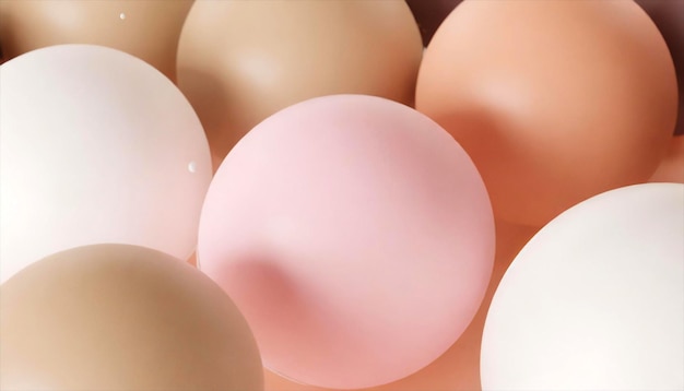 los globos rosados y blancos se muestran en primer plano