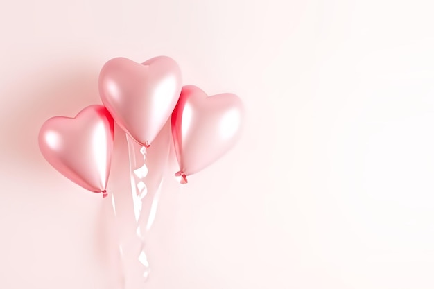Foto los globos rosados en forma de corazón son generativos