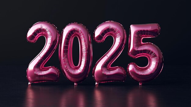 globos rosados metálicos en forma de 2025 feliz año nuevo 2025 concepto