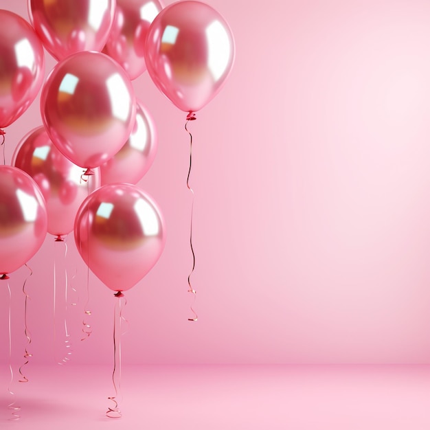 Globos rosas sobre un fondo rosa