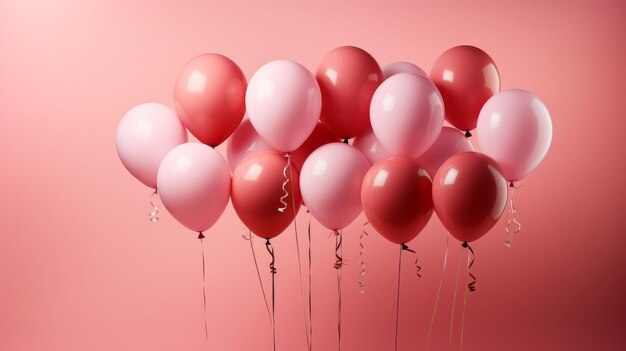 Globos rosas sobre un fondo rosa