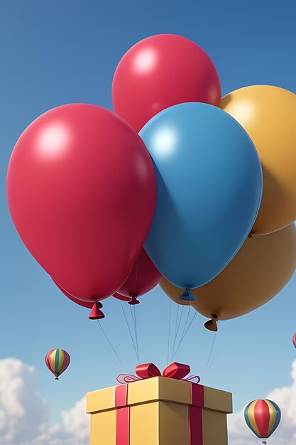 globos voladores con cajas de regalos