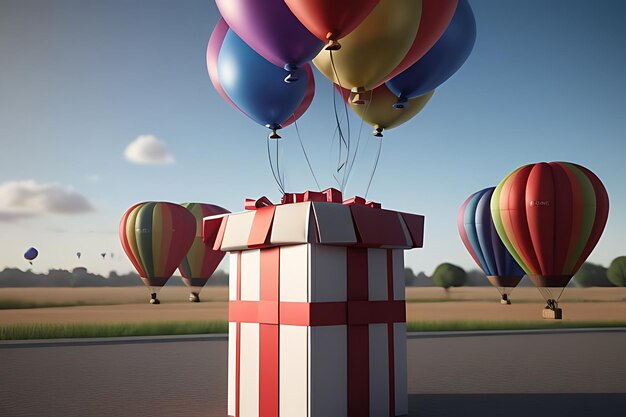 Foto globos voladores con cajas de regalos