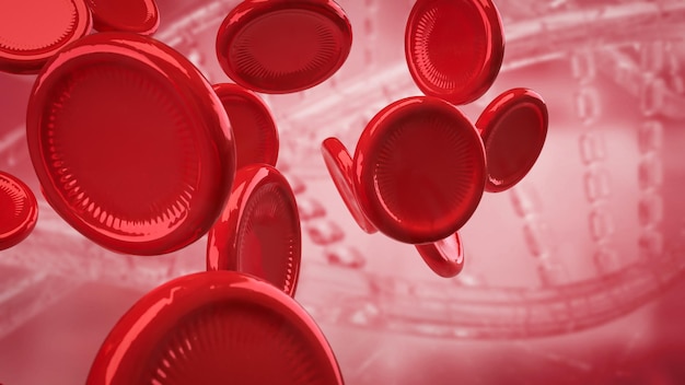 El glóbulo rojo para el concepto científico o médico 3d Rendering