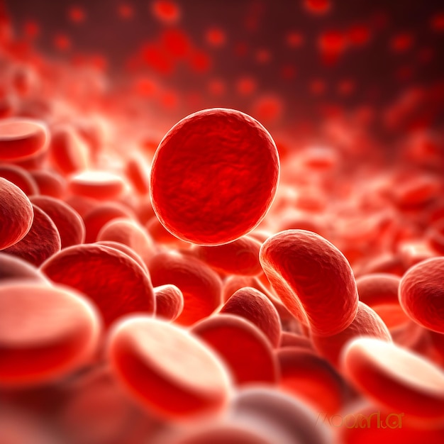 Un glóbulo rojo está rodeado de glóbulos rojos.
