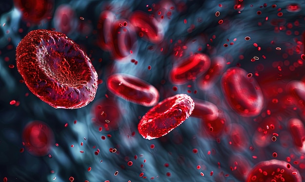 Los glóbulos rojos dinámicos que fluyen en el plasma sanguíneo