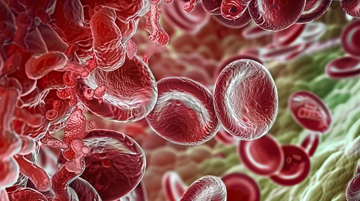 Foto los glóbulos rojos fluyen a través de una vena
