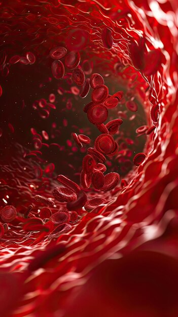 los glóbulos rojos se mueven a través de un vaso sanguíneo