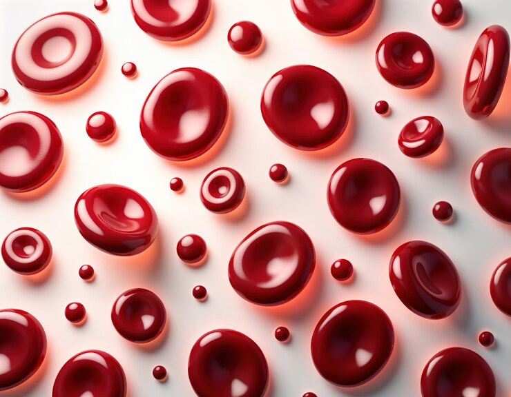 Foto los glóbulos rojos en un patrón sin costuras sobre un fondo blanco ilustración 3d muestra varios tamaños de rojo