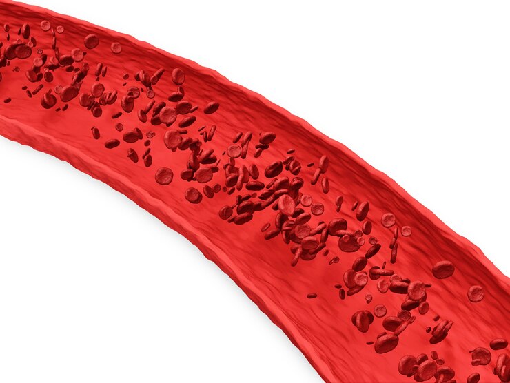 Glóbulos rojos que fluyen a través de la vena