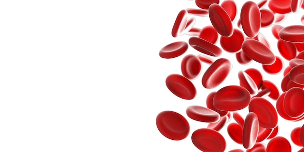 Glóbulos rojos sobre un fondo blanco Concepto científico y médico 3d render