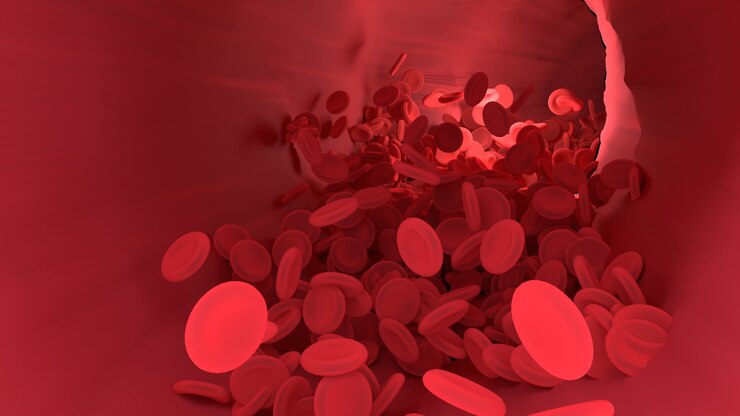 Foto glóbulos rojos en el vaso sanguíneo del cuerpo.