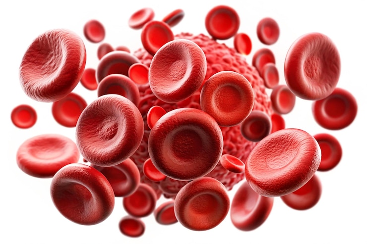 Foto los glóbulos rojos en una vena o arteria aislados sobre un fondo blanco