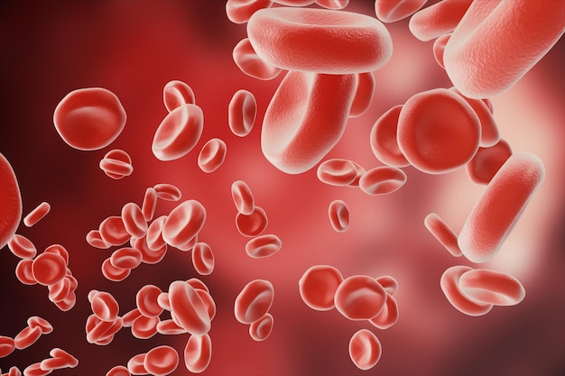 Glóbulos vermelhos abstratos, conceito científico ou médico ou microbiológico, renderização em 3d