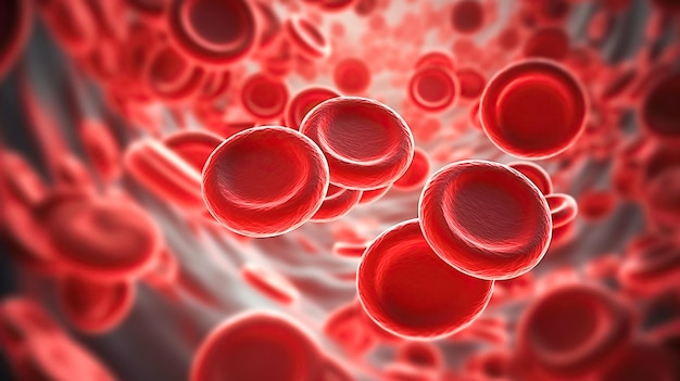 Glóbulos vermelhos humanos fluindo ai generativo