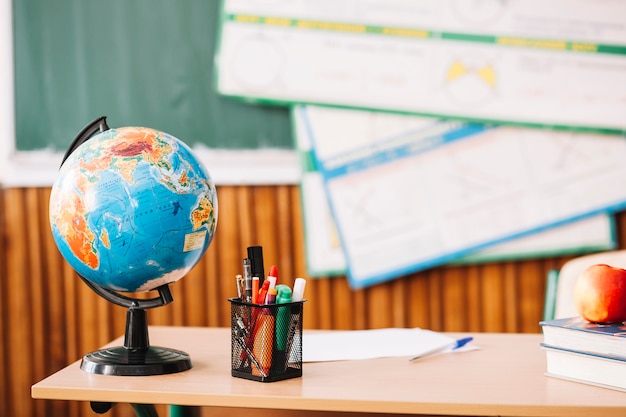 Globus auf dem Tisch des Lehrers