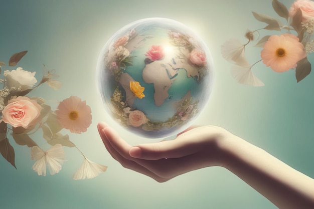 Globus in der Hand Earth Day-Konzept