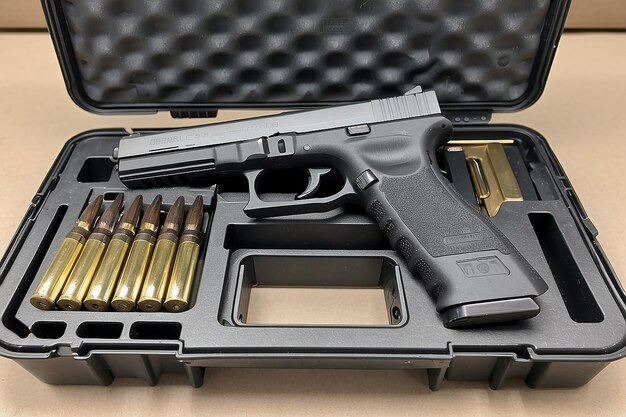 Foto glock 17 9mm pistola com caixa de munição
