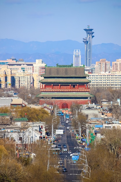 Glocken- und Trommelturm von Peking zentrale Achse Peking China