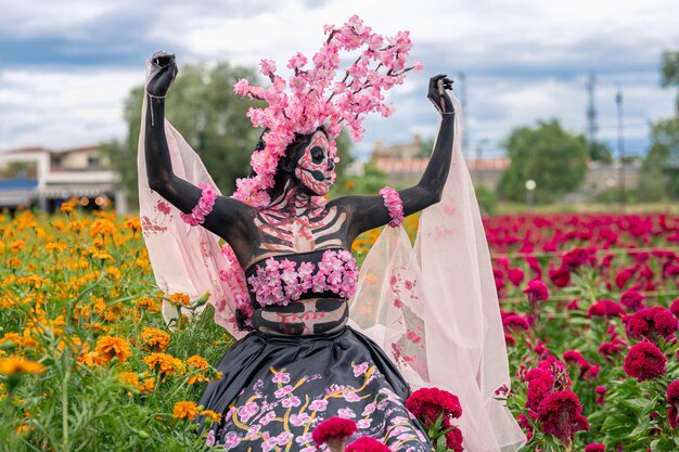 Gloriosa elegância no coração de cholula cempasuchil campos um dia hipnotizante dos mortos photosho