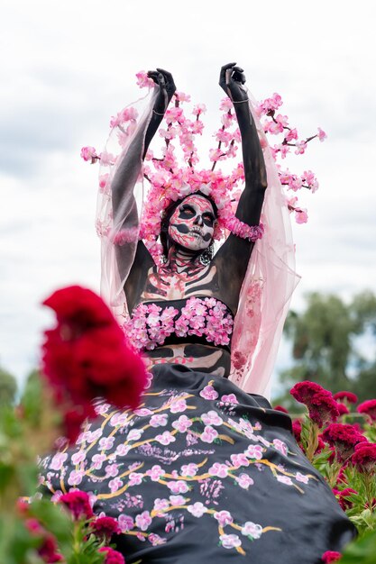 Foto gloriosa elegância no coração de cholula cempasuchil campos um dia hipnotizante dos mortos photosho