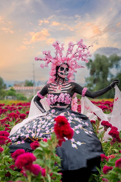 Foto gloriosa elegância no coração de cholula cempasuchil campos um dia hipnotizante dos mortos photosho