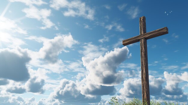 Glorreiches Holzkreuz Religiöses spirituelles Symbol des Christentums