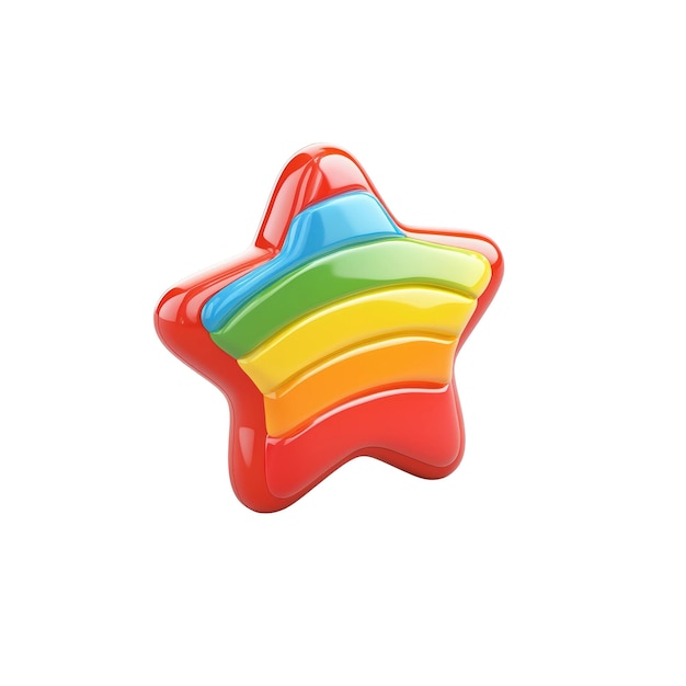 Glossy 3D Rainbow Star Sticker Diseño de clipart para proyectos creativos