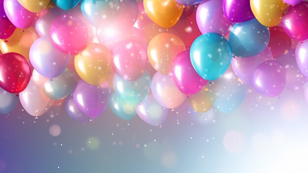 Glossy Happy Birthday Balloons Ilustração de fundo
