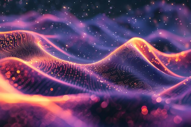 Glowing Digital Wave Background Abstraction Abstraction para Tecnologia e Desenvolvimento