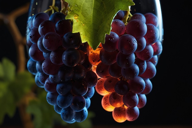 Foto glowing glass of grape sinfonia de uvas