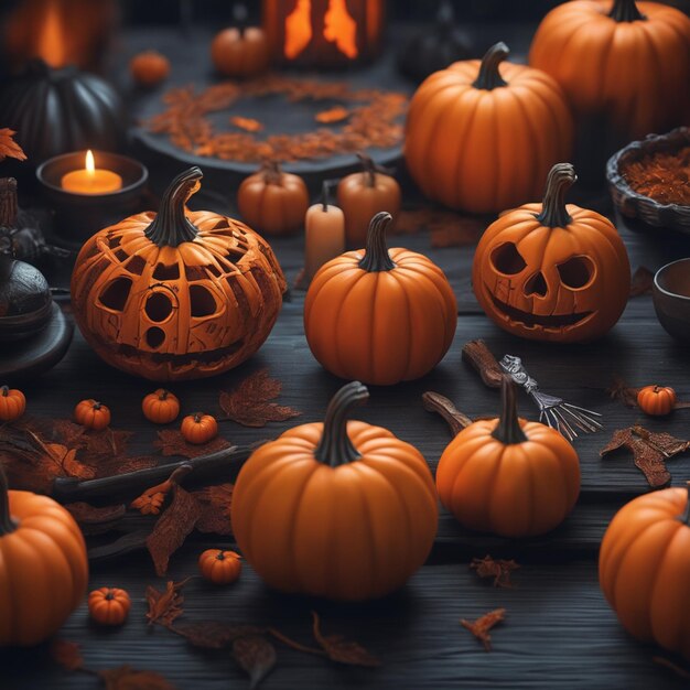 Glowing Halloween Vibes Jacko'Lanterns y decoraciones de calabaza