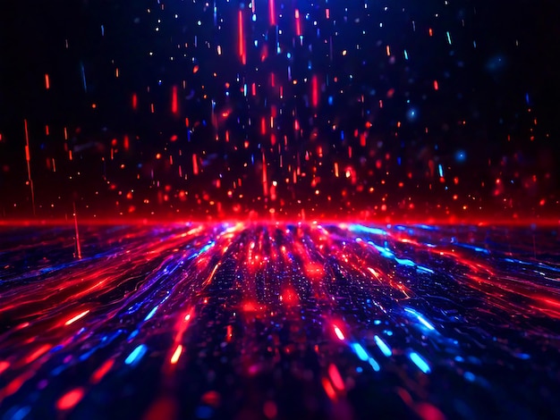 Glowing Red Blue Neon Streak Cascading Rain Line Particles Abstract Background (Linha de chuva em cascata)