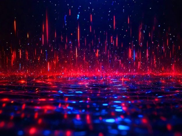 Glowing Red Blue Neon Streak Cascading Rain Line Particles Abstract Background (Linha de chuva em cascata)