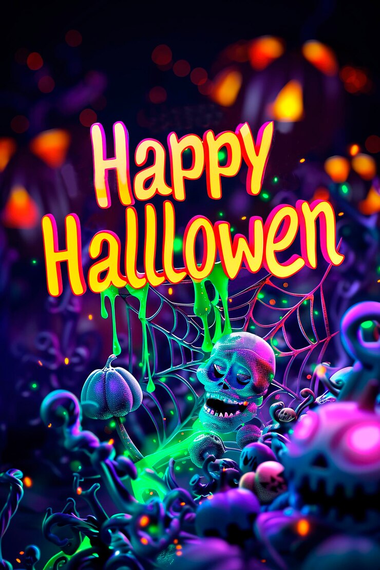 Glowing Slime para un póster de Feliz Halloween con texto