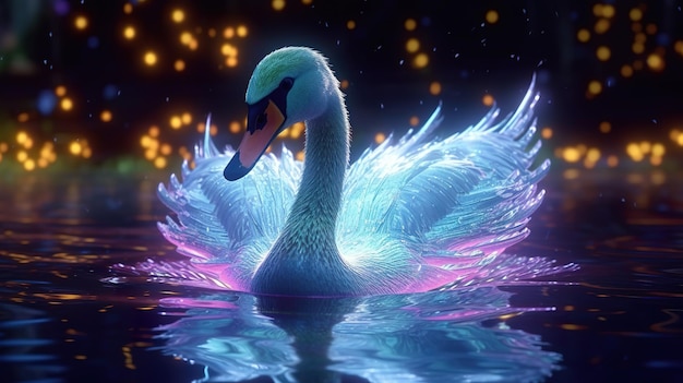 Glowing White Swan ai gerado