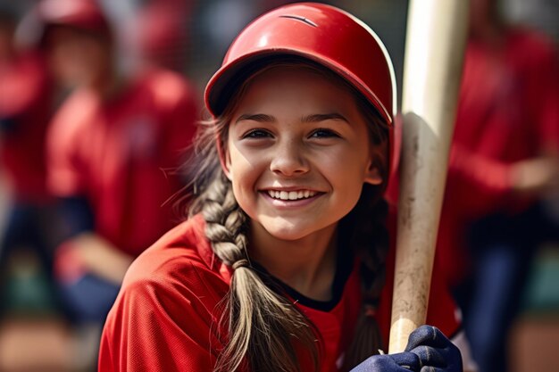 Glücklich lächelnde Softballspieler