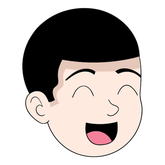 Glücklich lächelnder Jungenkopf-Emoticon mit Bürstenschnitt