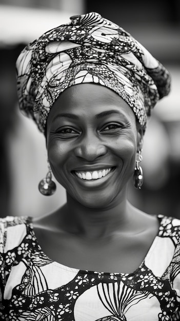 Glückliche afrikanische Frau mit einem Lächeln Generative KI